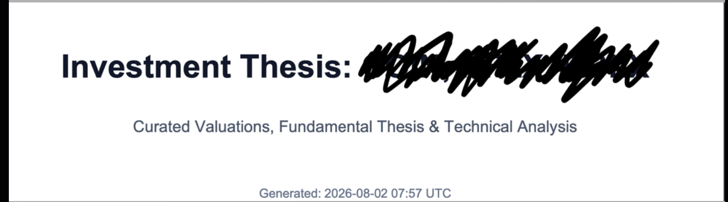 Investment Thesis — curated valuations, fundamental thesis and technical analysis, generated for Lei Holdings Patreon members